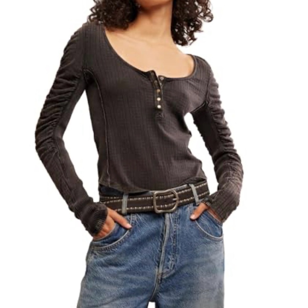 New Free People Hope Henley Top for Women Pure Cotton - Picture 3 of 14